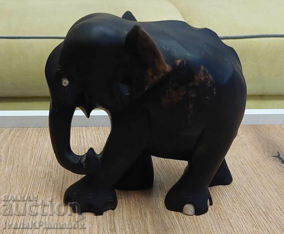 Παράδοση Ξυλόγλυπτο μασίφ έβενο φιγούρα ελέφαντα για γνώστες