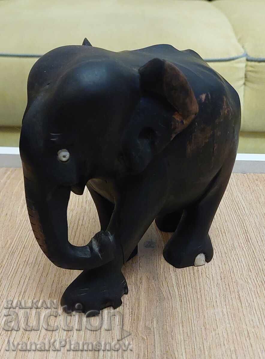Ξυλόγλυπτο μασίφ έβενο φιγούρα ελέφαντα για γνώστες - 5