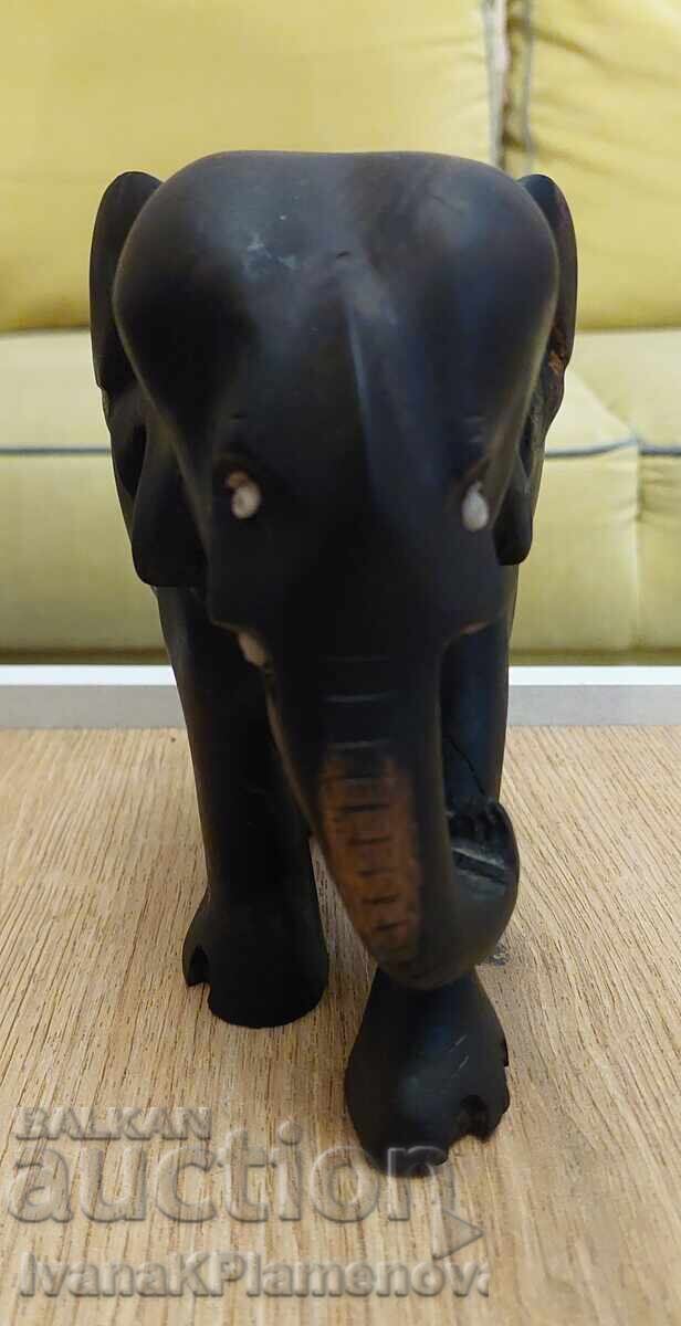 Ξυλόγλυπτο μασίφ έβενο φιγούρα ελέφαντα για γνώστες - 6