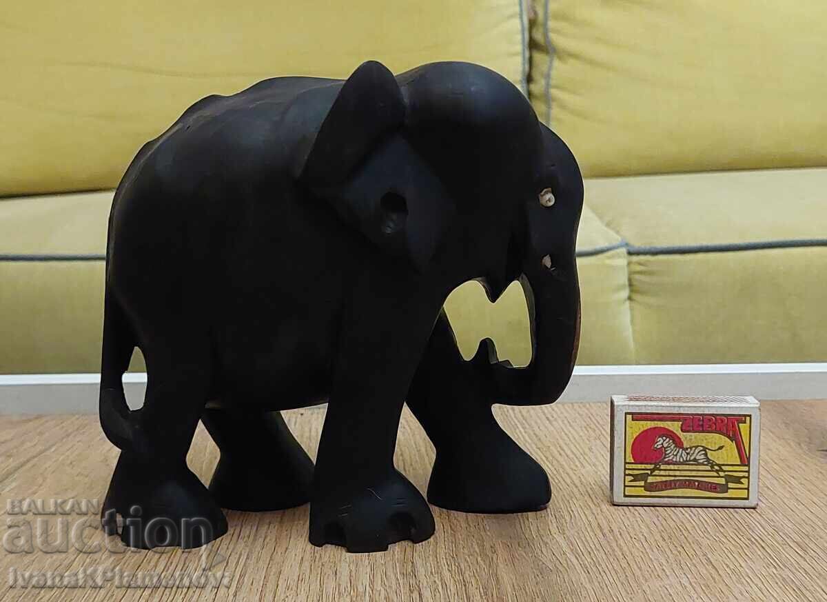 Ξυλόγλυπτο μασίφ έβενο φιγούρα ελέφαντα για γνώστες - 7