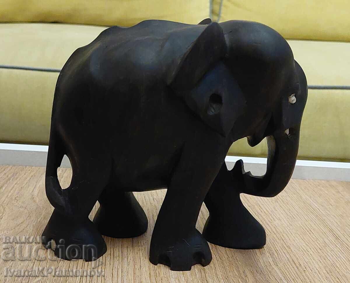 Ξυλόγλυπτο μασίφ έβενο φιγούρα ελέφαντα για γνώστες