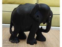 Ebony wood carving, solid elephant figure for connoisseurs