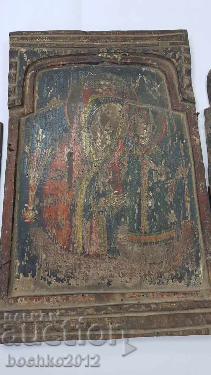 Auction Bulgarian Revival icon triptych 19th century. Original! Auction Bulgarian Revival icon triptych 19th century. Original!