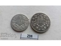 1 И 2 ЛЕВА 1891 ГОДИНА СРЕБРО