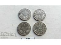 COLLECTION OF 1 LEV 1882, 1891, 1910 AND 1912 SILVER