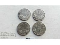 COLLECTION OF 1 LEV 1882, 1891, 1910 AND 1912 SILVER