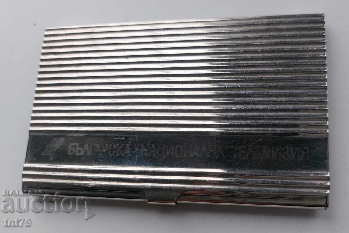 Old metal business card Bulgarian National Television - BNT