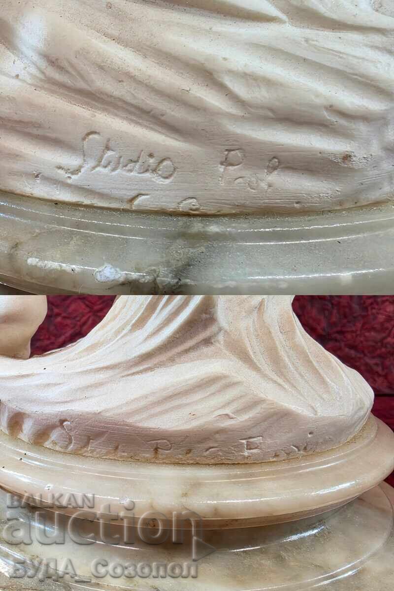 Pair of alabaster statues by Giuseppe Bessi - 7