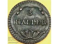 Elveția 3 Halers 1827 - 1841 Cantonul Zurich Billon