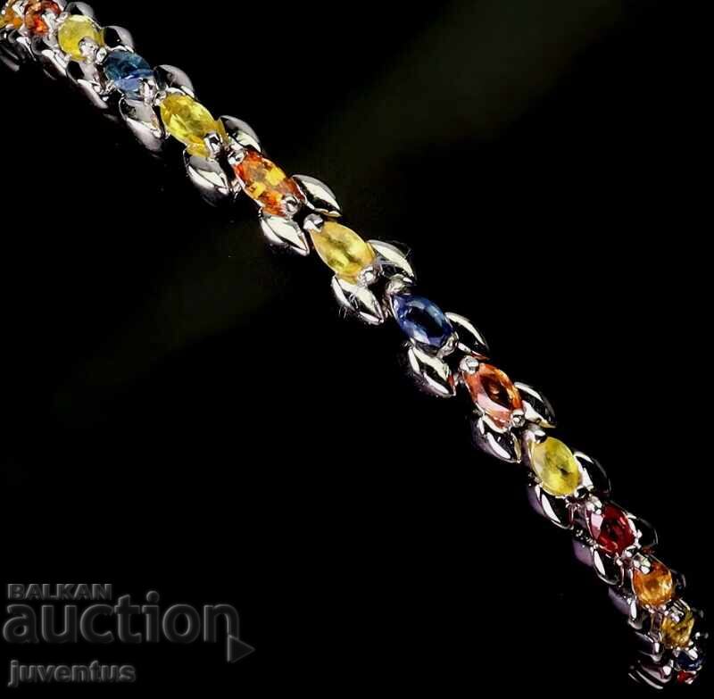 Ασημένιο βραχιόλι με φυσικά πολύχρωμα ζαφείρια (Τανζανία) με τιμή 270.00 BGN | € 138.05