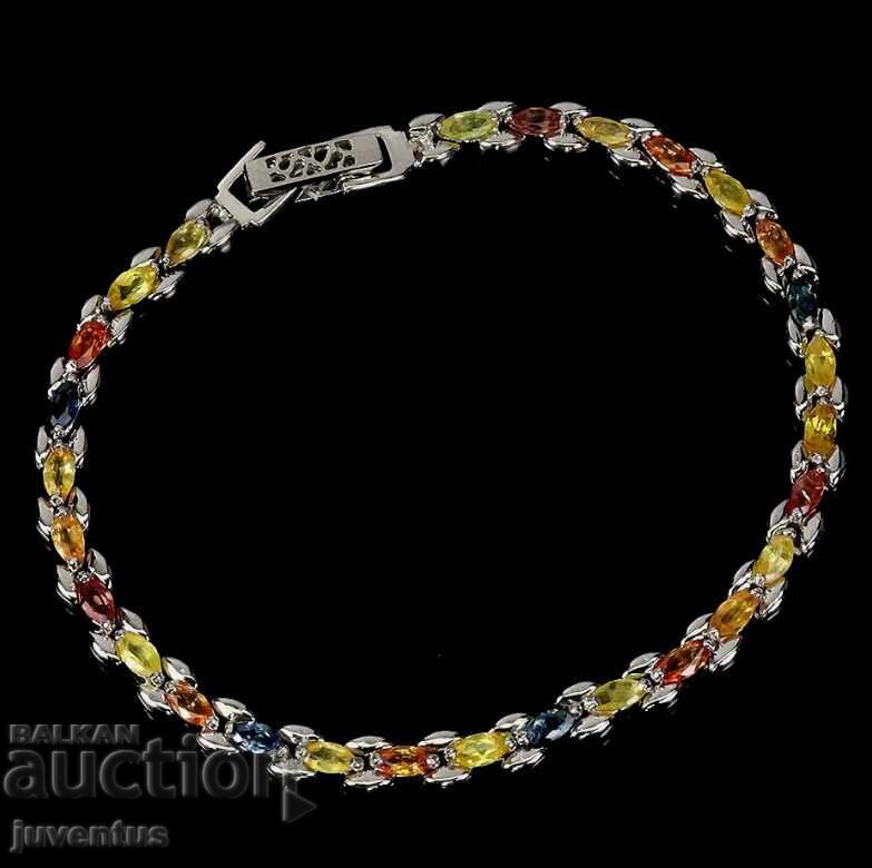 Ασημένιο βραχιόλι με φυσικά πολύχρωμα ζαφείρια (Τανζανία)