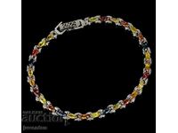 BRĂȚARĂ DIN ARGINT CU SAFIRE NATURALE MULTICOLORE (TANZANIA)