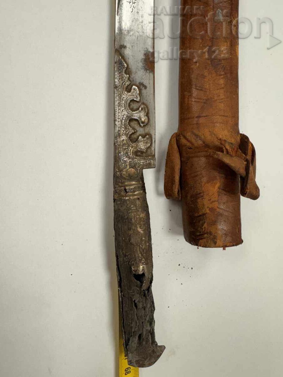 Yatagan knife with leather, silver, niello, engravings - 6 Yatagan knife with leather, silver, niello, engravings - 6