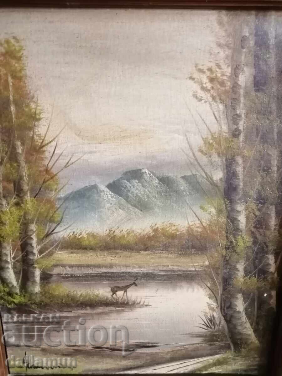 Доставка на стара рисувана картина Пейзаж Доставка на стара рисувана картина Пейзаж