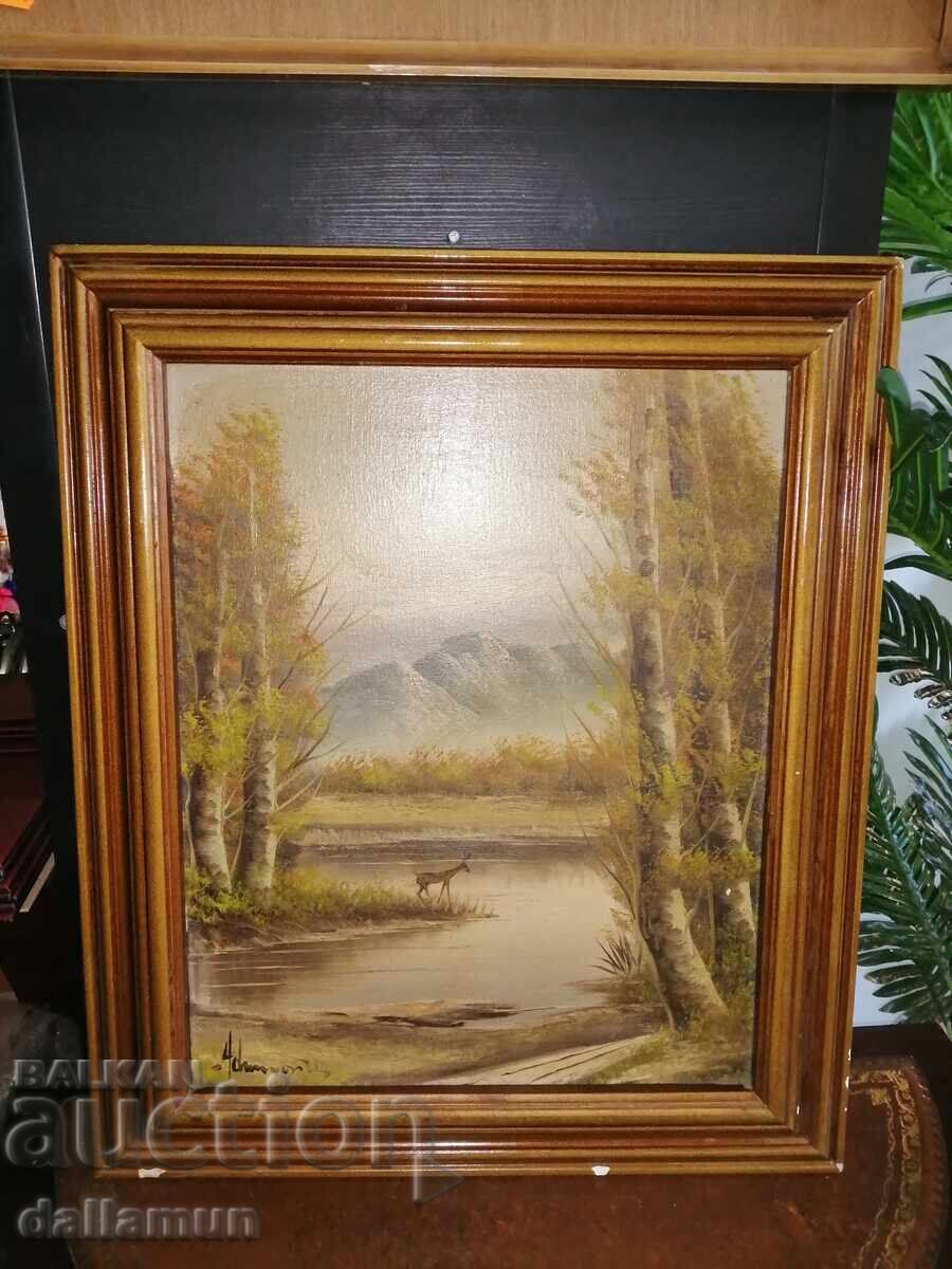 стара рисувана картина Пейзаж стара рисувана картина Пейзаж