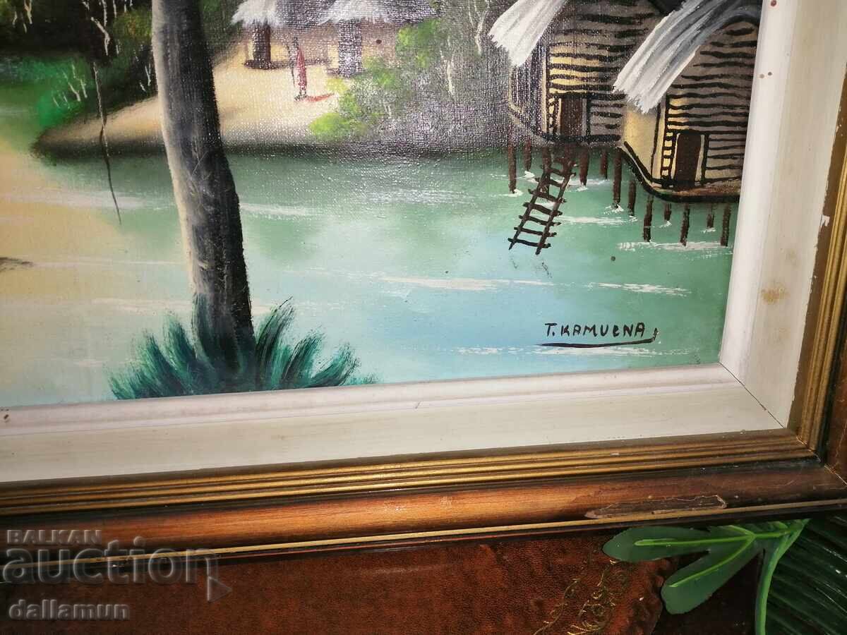 Аукцион стара рисувана картина Пейзаж с подпис Аукцион стара рисувана картина Пейзаж с подпис