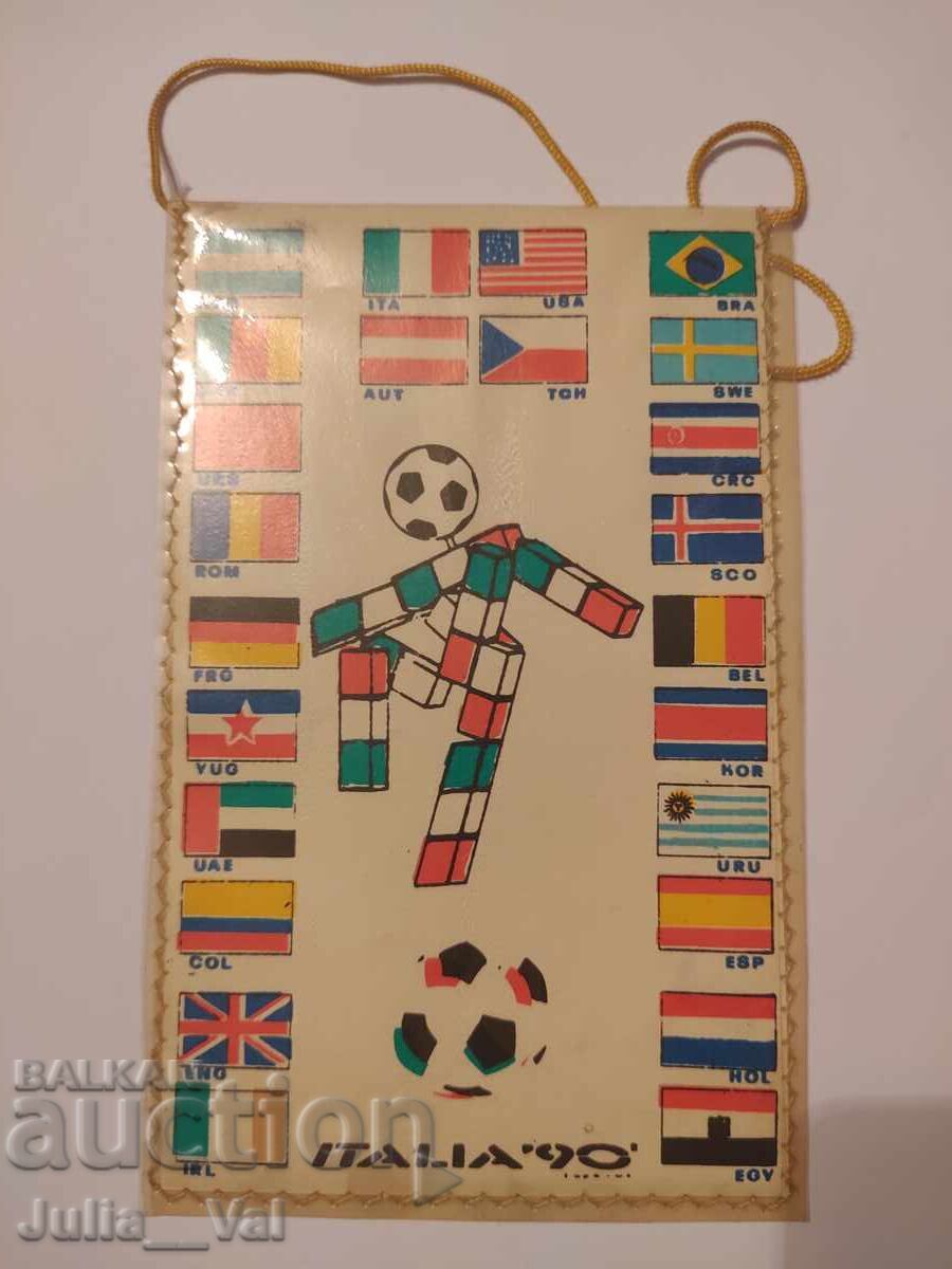 Football - World Cup Italy - 1990 old pennant with price 10.30 BGN | € 5.27 Football - World Cup Italy - 1990 old pennant with price 10.30 BGN | € 5.27