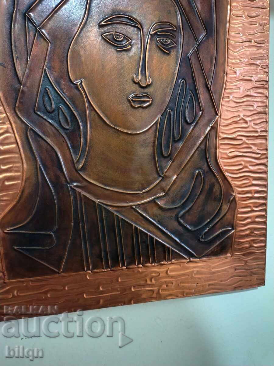 Delivery of Old Copper Panel Icon - Holy Mother of God