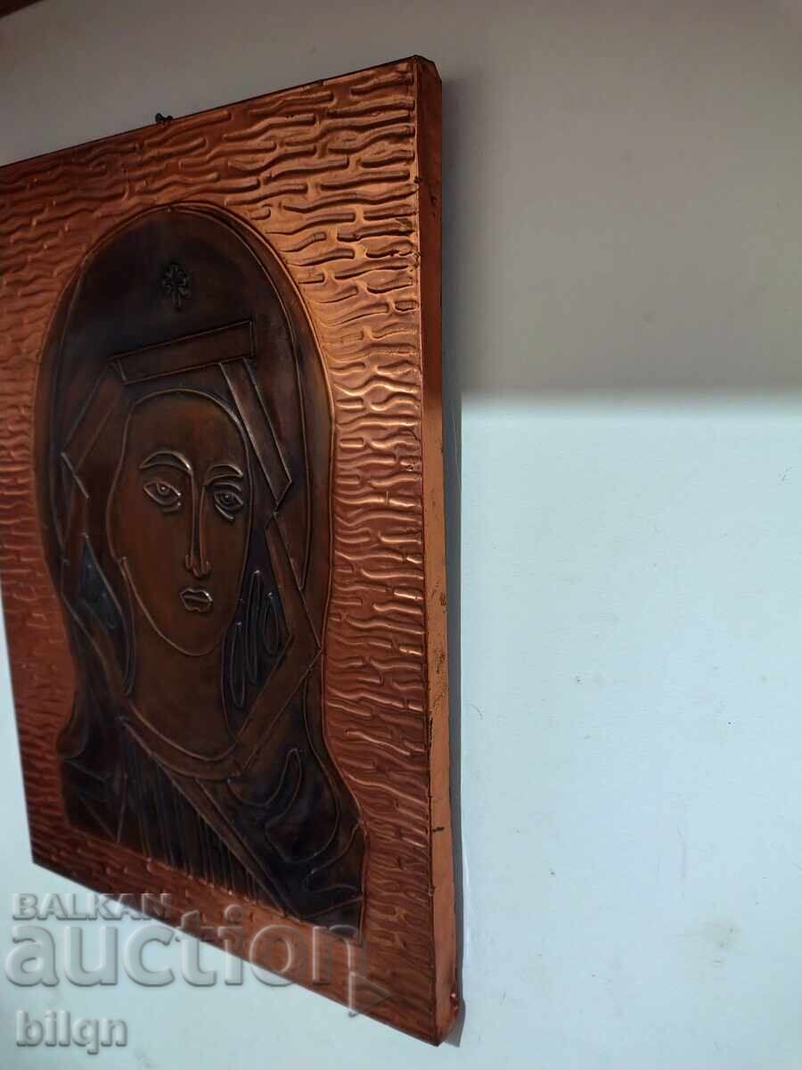 Old Copper Panel Icon - Holy Mother of God - 5