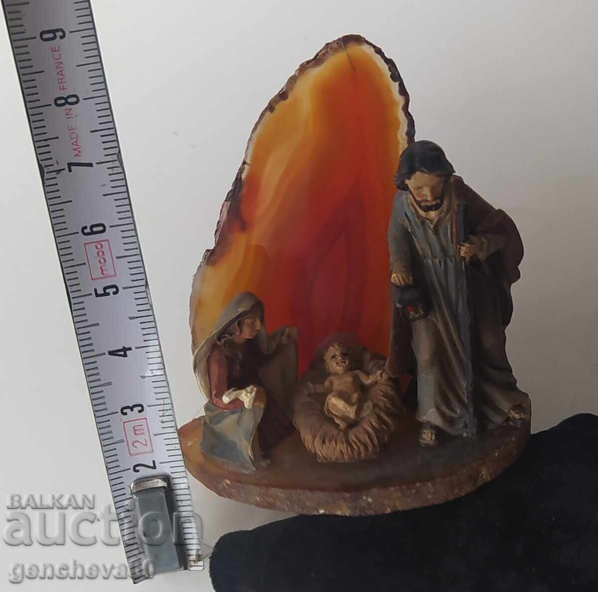 Sculptură - agat natural - Nașterea Domnului
