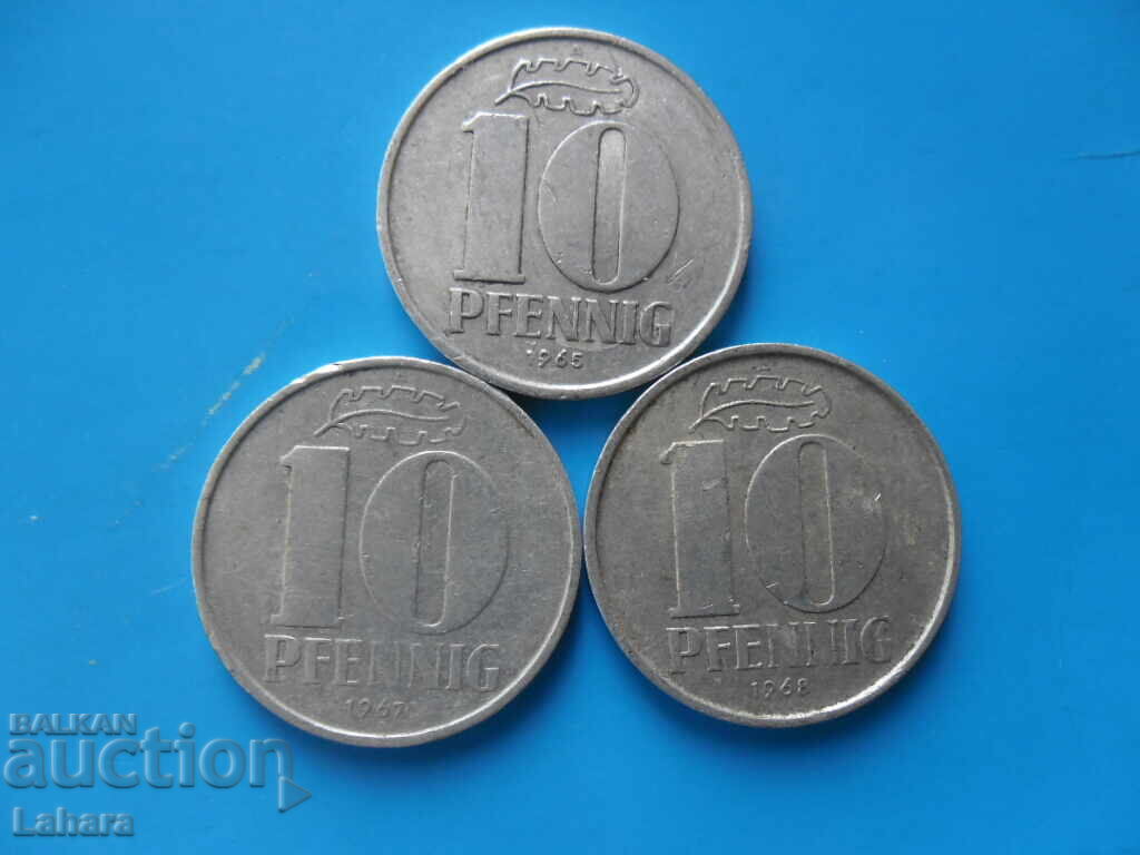 10 pfennig 1965, 1967, 1968 g. RDG, Germania