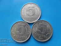 5 pfennig 1968, 1972, 1983 GDR, Germania
