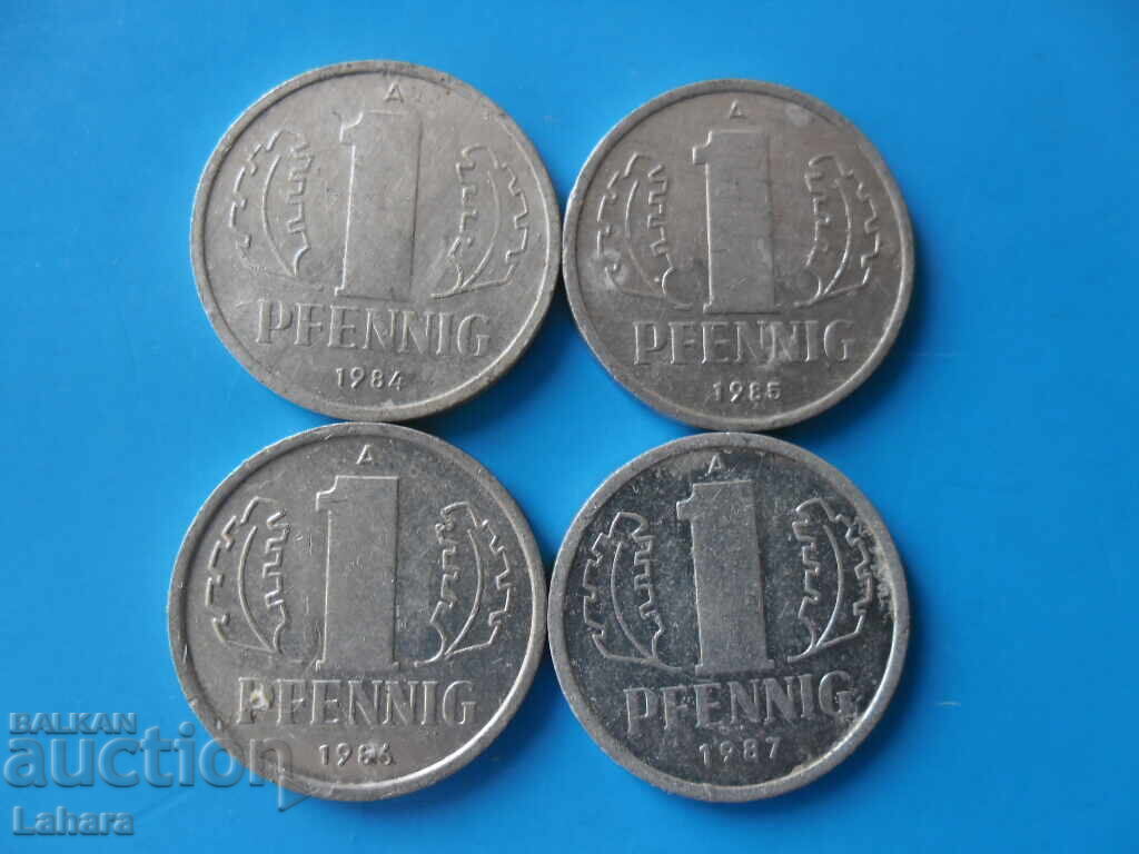 1 πφένιγκ 1984, 1985, 1986, 1987 γ. ΛΔΓ, Γερμανία 1 πφένιγκ 1984, 1985, 1986, 1987 γ. ΛΔΓ, Γερμανία