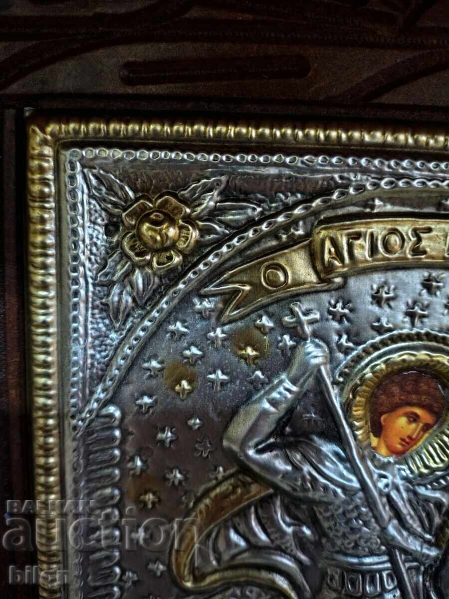 Δημοπρασία Παλιά Ασημένια Εικόνα του Αγίου Γεωργίου