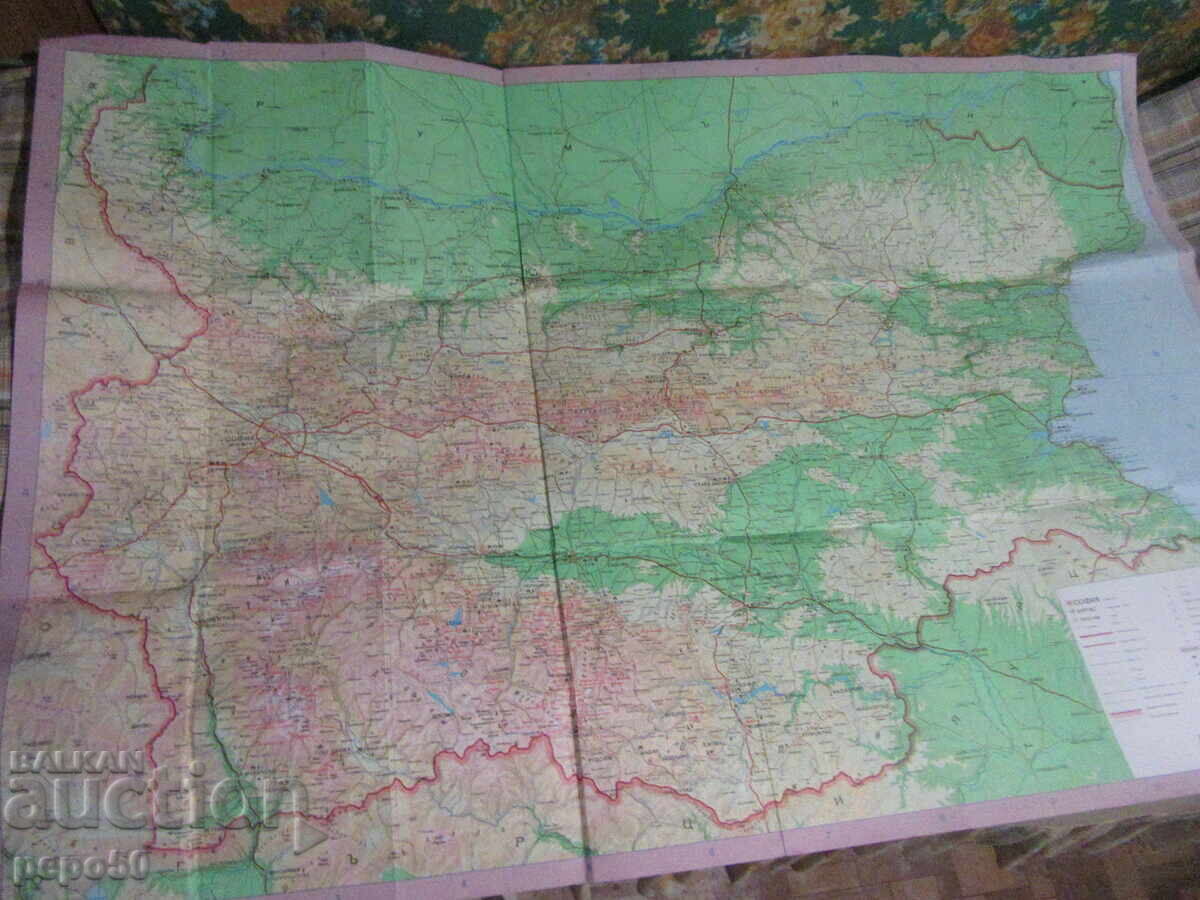Licitație HARTĂ TURISTICĂ A BULGARIEI - 106x72cm - 1982