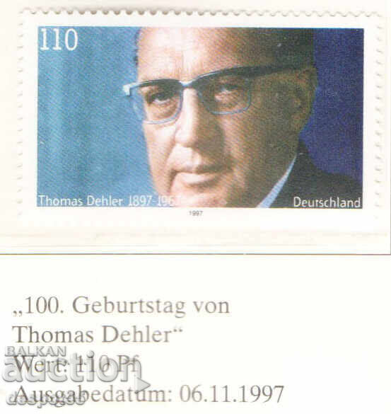 1997 Germany. 100 g. from the birth of politician Thomas Dehler