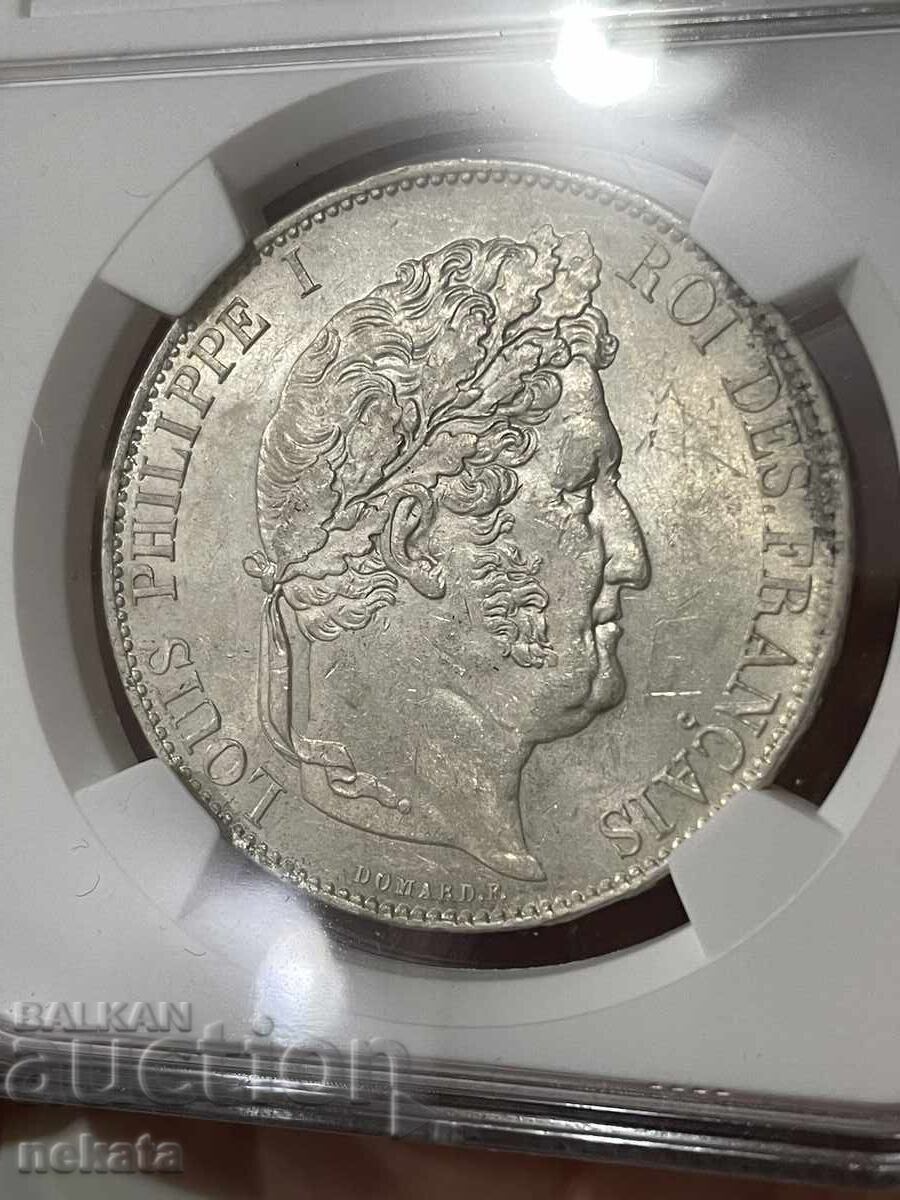 Franța, 5 franci 1846 A (monetăria: Paris), MS62 NGC cu preț 800.00 BGN | € 409.03 Franța, 5 franci 1846 A (monetăria: Paris), MS62 NGC cu preț 800.00 BGN | € 409.03