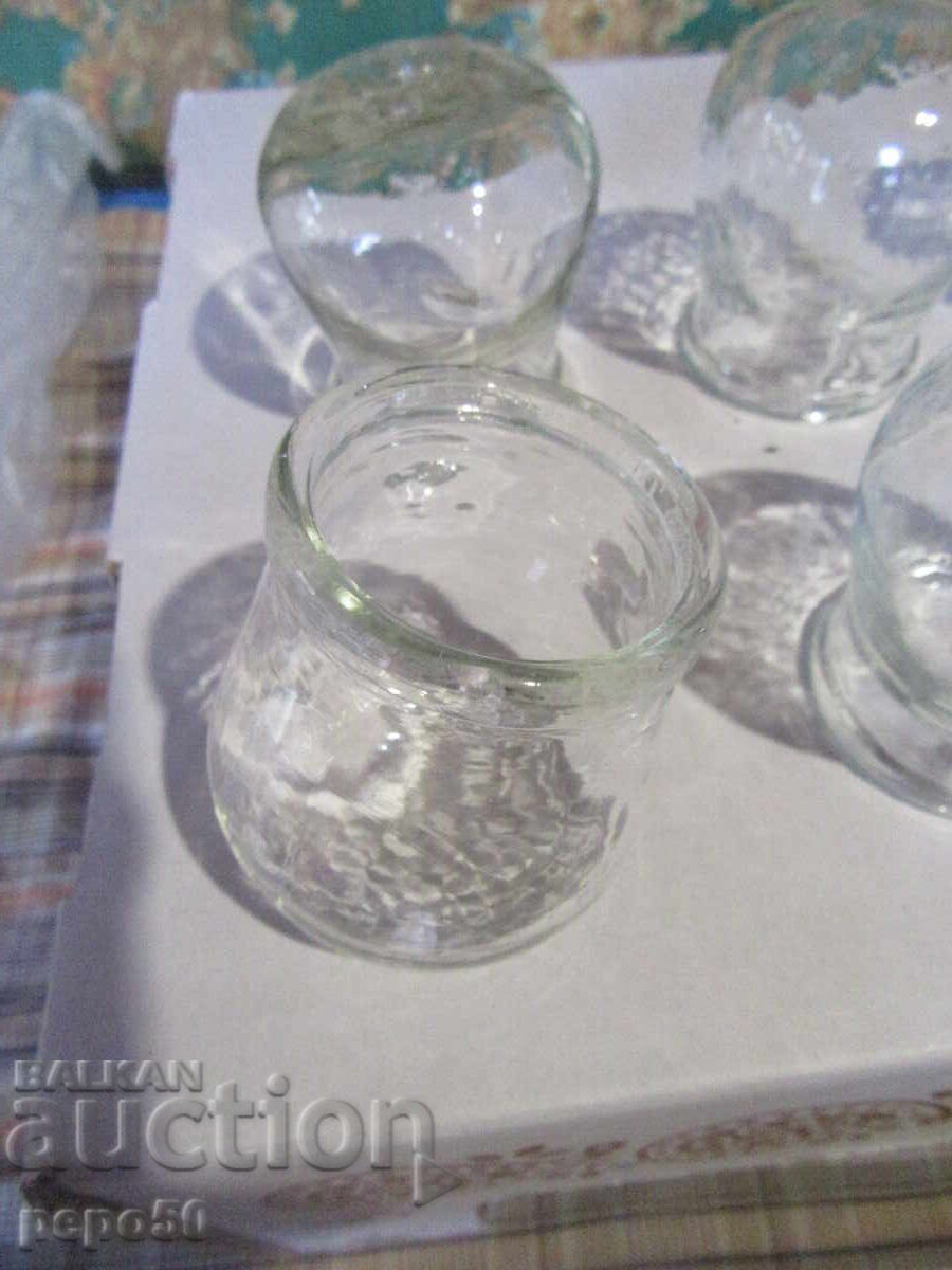 EIGHT GLASS CUPPING CUPS FROM THE SOCIALIST ERA with price 30.00 BGN | € 15.34 EIGHT GLASS CUPPING CUPS FROM THE SOCIALIST ERA with price 30.00 BGN | € 15.34