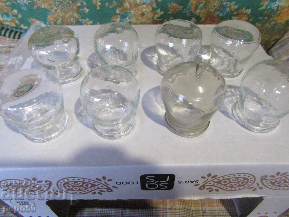 EIGHT GLASS CUPPING CUPS FROM THE SOCIALIST ERA EIGHT GLASS CUPPING CUPS FROM THE SOCIALIST ERA