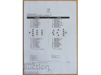 Football team sheet Bulgaria-Turkey, Sofia - 2025