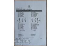 Football team sheet Bulgaria-Georgia, Sofia - 2025