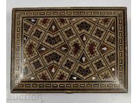 LUXURIOUS LARGE JEWELRY BOX MOTHER-OF-PEARL INLAY