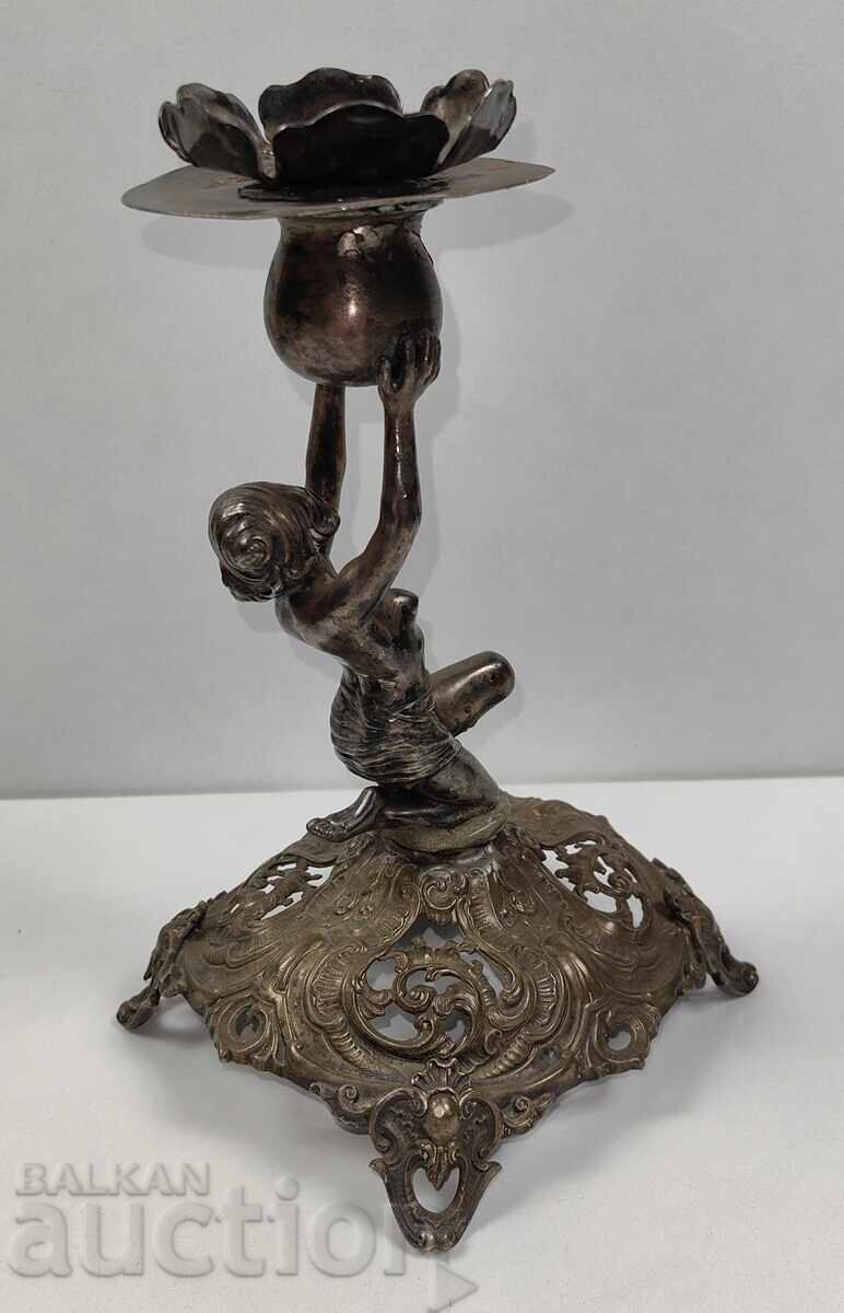 Auction LARGE BEAUTIFUL METAL CANDLEHOLDER IN ART NOUVEAU STYLE NUDE WOMAN Auction LARGE BEAUTIFUL METAL CANDLEHOLDER IN ART NOUVEAU STYLE NUDE WOMAN