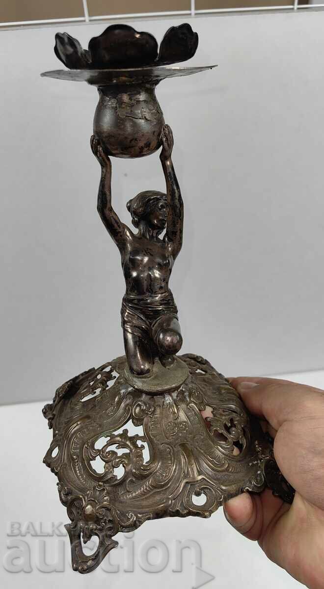Delivery of LARGE BEAUTIFUL METAL CANDLEHOLDER IN ART NOUVEAU STYLE NUDE WOMAN Delivery of LARGE BEAUTIFUL METAL CANDLEHOLDER IN ART NOUVEAU STYLE NUDE WOMAN