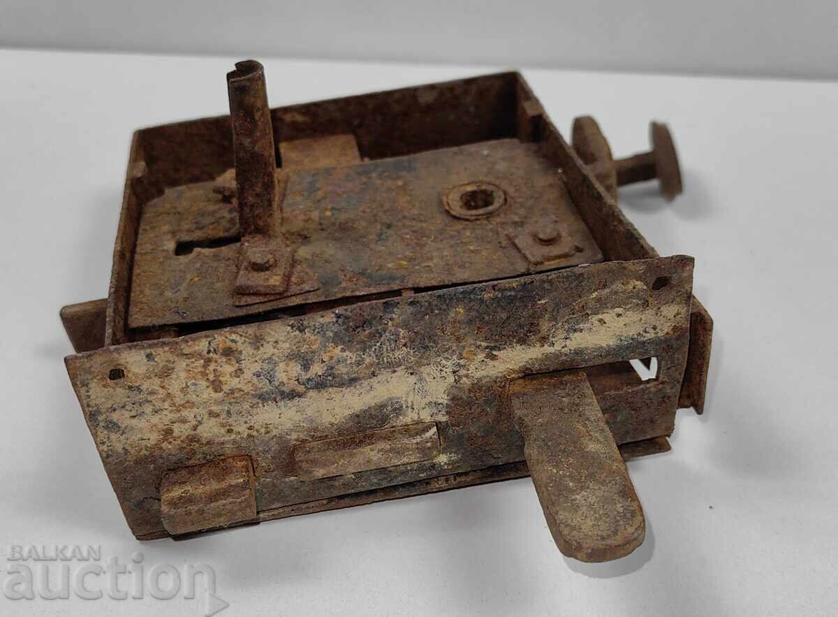 BIG VERY OLD DOOR LATCH FALLING BOLT WORKS NO KEY - 5