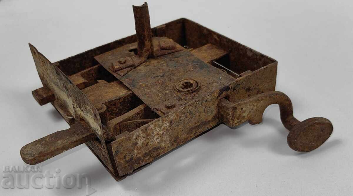 BIG VERY OLD DOOR LATCH FALLING BOLT WORKS NO KEY - 6