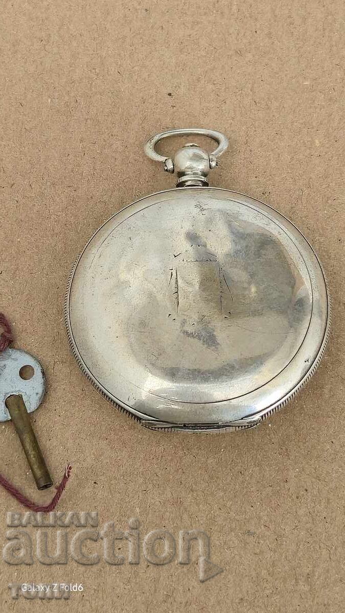 TURKISH POCKET WATCH SILVER RARE WALKS STOPS BZC!!!! - 5