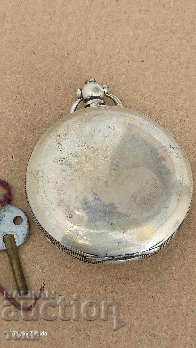 TURKISH POCKET WATCH SILVER RARE WALKS STOPS BZC!!!! - 6