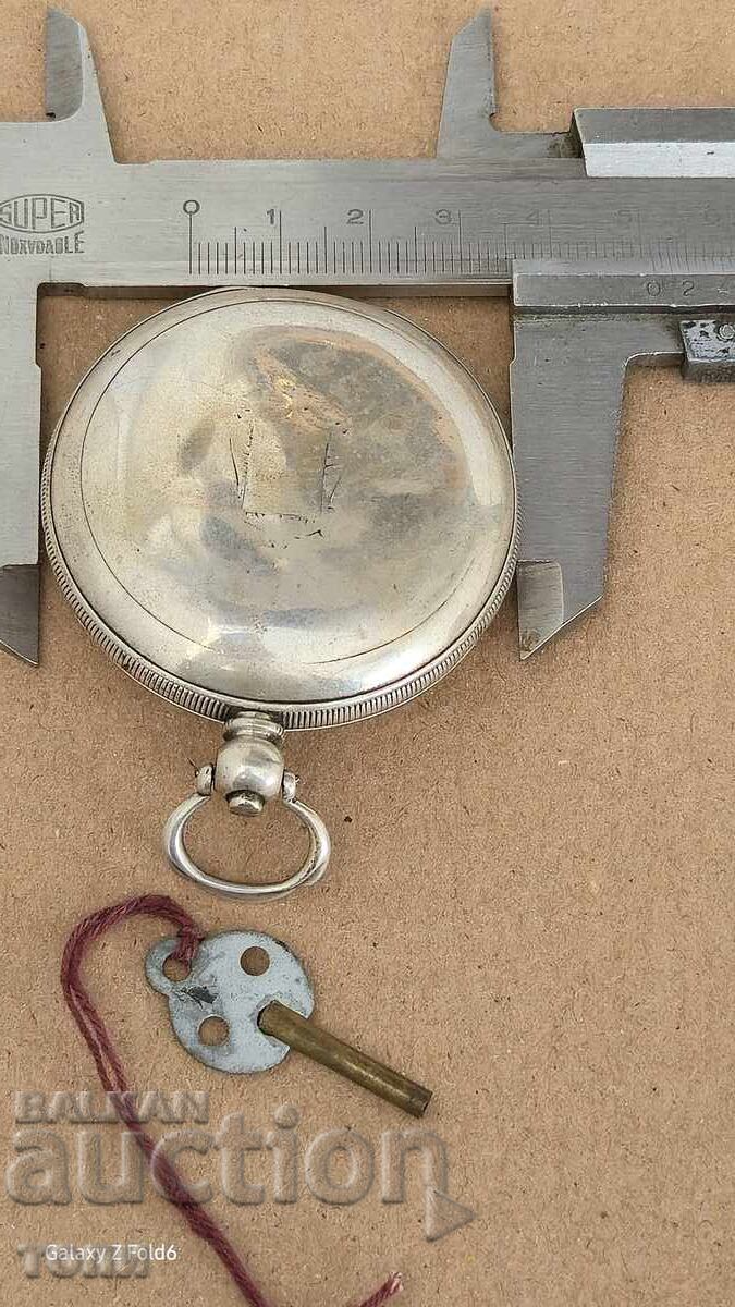 TURKISH POCKET WATCH SILVER RARE WALKS STOPS BZC!!!! - 7