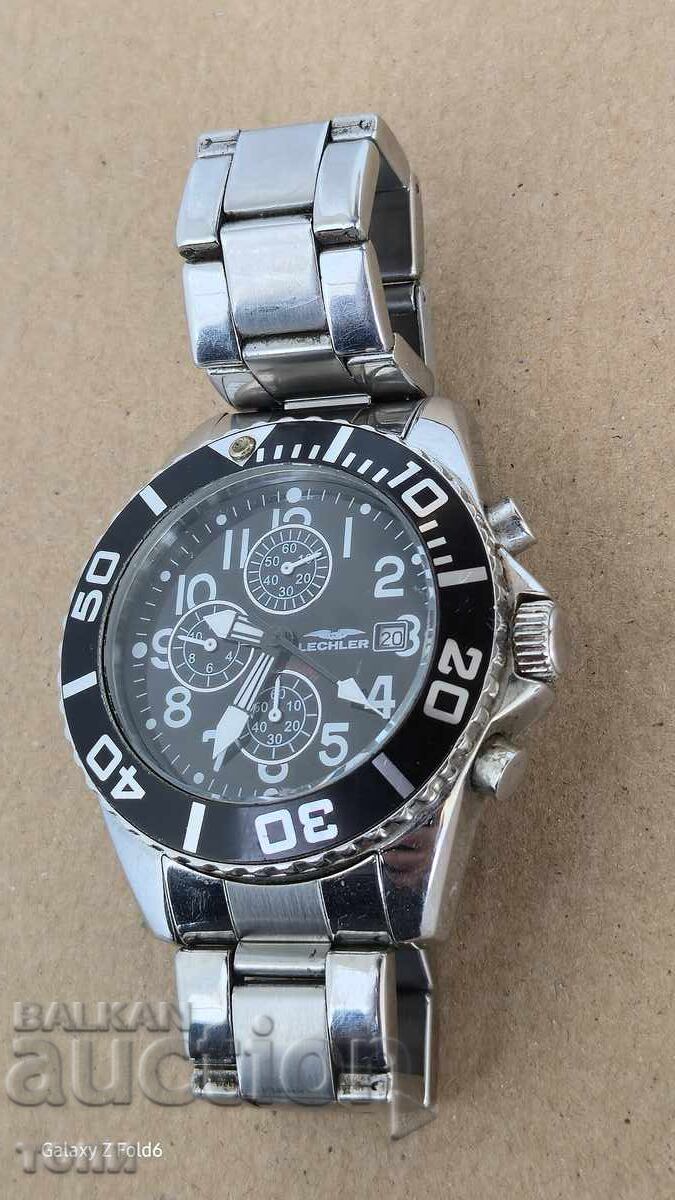 Auction  LECHLER CHRONOGRAPH QUARTZ RARE WORKS WITHOUT WARRANTY BZC !!