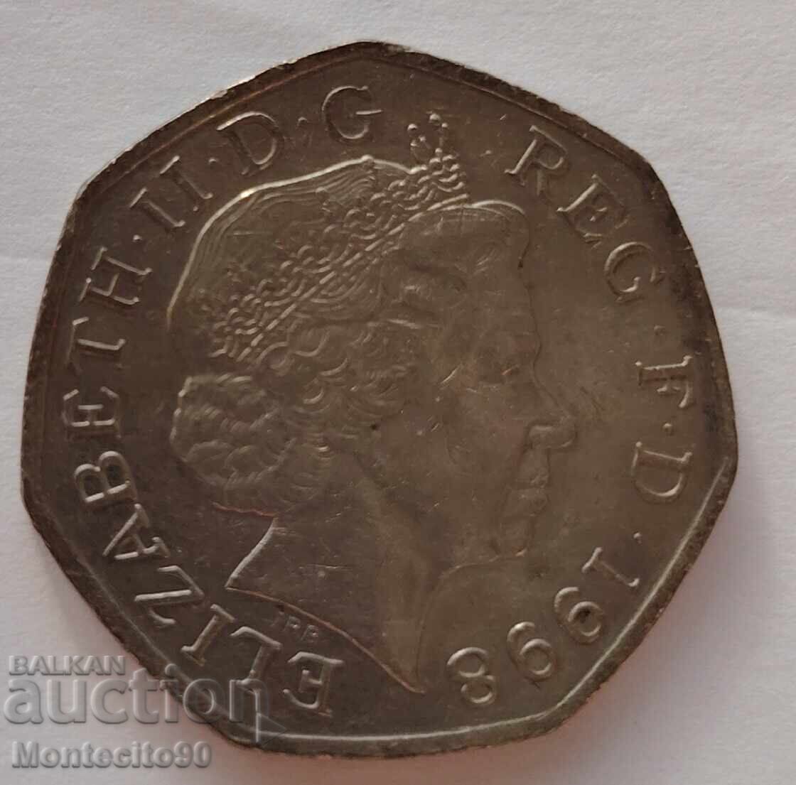 50 pence 25 de ani de la aderarea Marii Britanii la UE cu preț 3.50 BGN | € 1.79