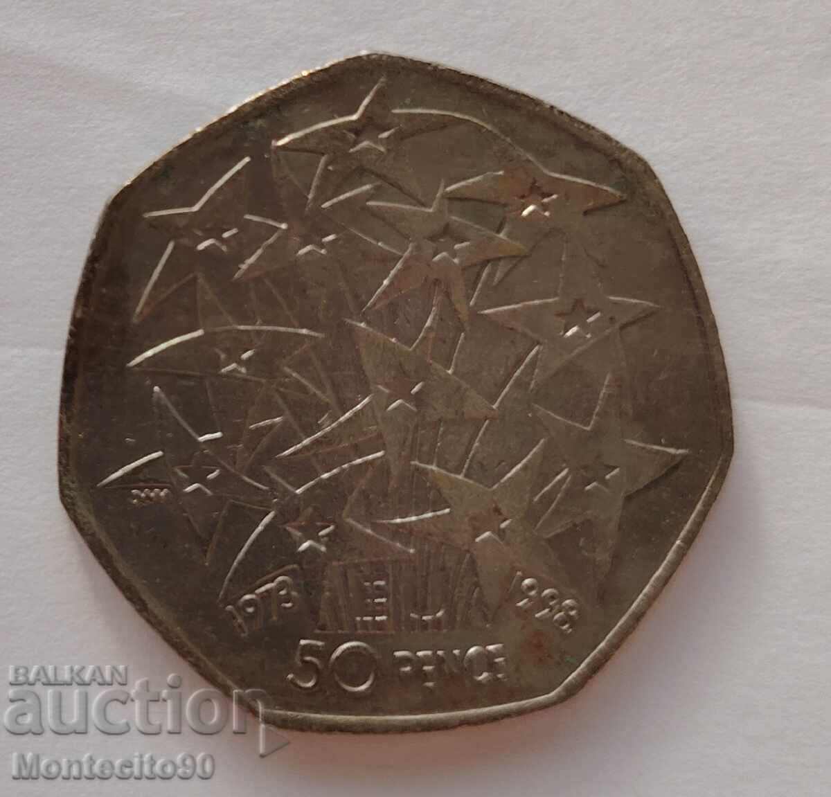 50 pence 25 de ani de la aderarea Marii Britanii la UE