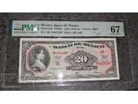 Πιστοποιημένο χαρτονόμισμα από το Μεξικό 20 Πέσο 1967 PMG 67 EPQ