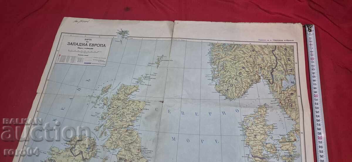 Licitație HARTĂ A EUROPEI DE VEST - 1940 Licitație HARTĂ A EUROPEI DE VEST - 1940