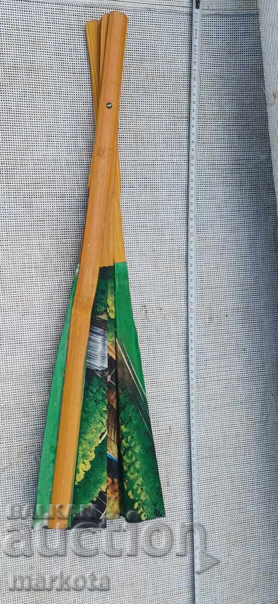 Mare evantai vechi pictat manual pentru perete, ulei pe pânză - 6 Mare evantai vechi pictat manual pentru perete, ulei pe pânză - 6