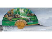 Mare evantai vechi pictat manual pentru perete, ulei pe pânză